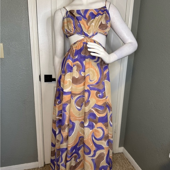 ASTR Sanger Dress In Purple Peach Swirl Features Size Medium.  #115 - Picture 2 of 11